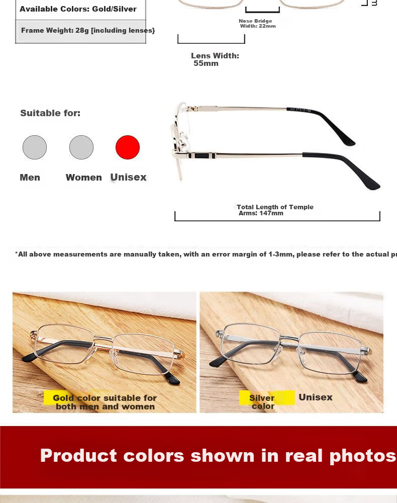 Mumujian Natural Crystal Reading Glasses for Middle-Aged And Elderly Men And Women, High-Definition Premium Glass Stone Reading Glasses, Ultra-Lightweight High-End Pure Titanium 8