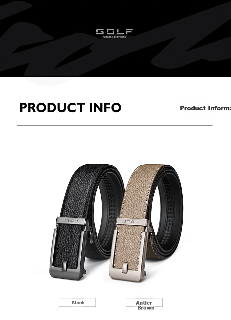 GOLF Men's Belt, Top-Grain Leather, Versatile Business Casual Jeans Belt, Gift Box Packaging, Present for Boyfriend Or Husband 4