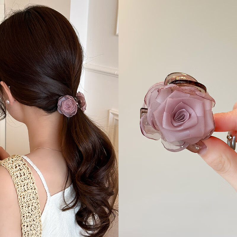 CHIMERA Double-Sided Flower Half-Up Medium Hair Claw Clip for Women Lightweight Shark Jaw Hair Clip Birthday Gift