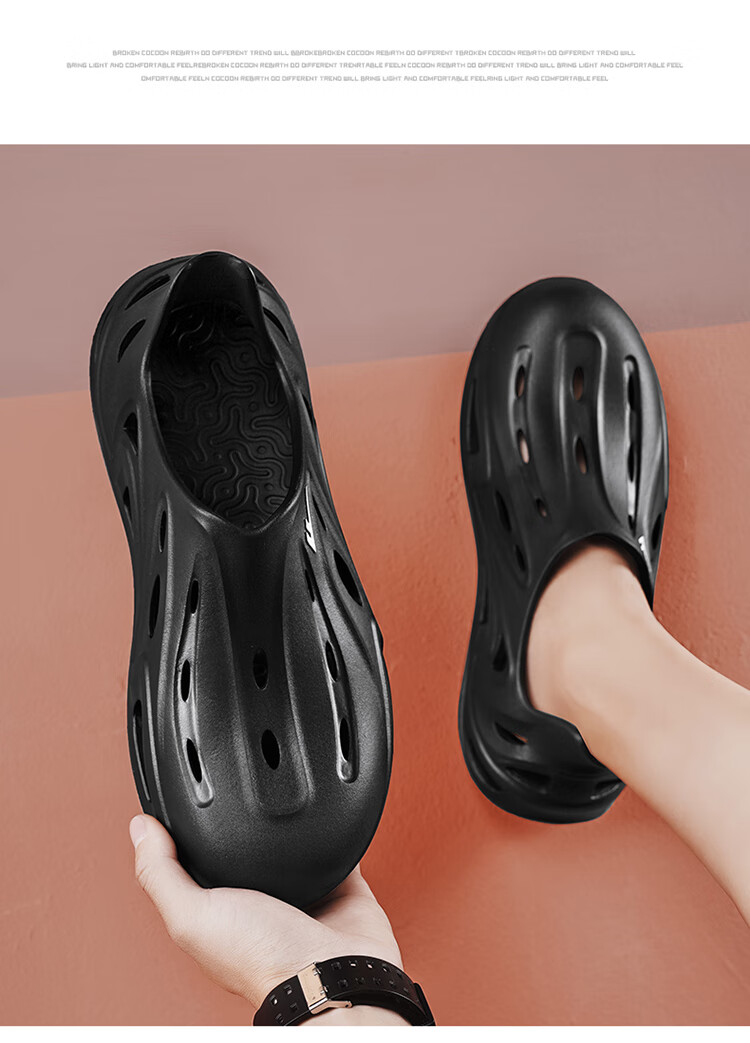 Warrior Official Men's Summer New Hole Shoes Non-slip Outdoor Beach Sandals White Black Size 44 10