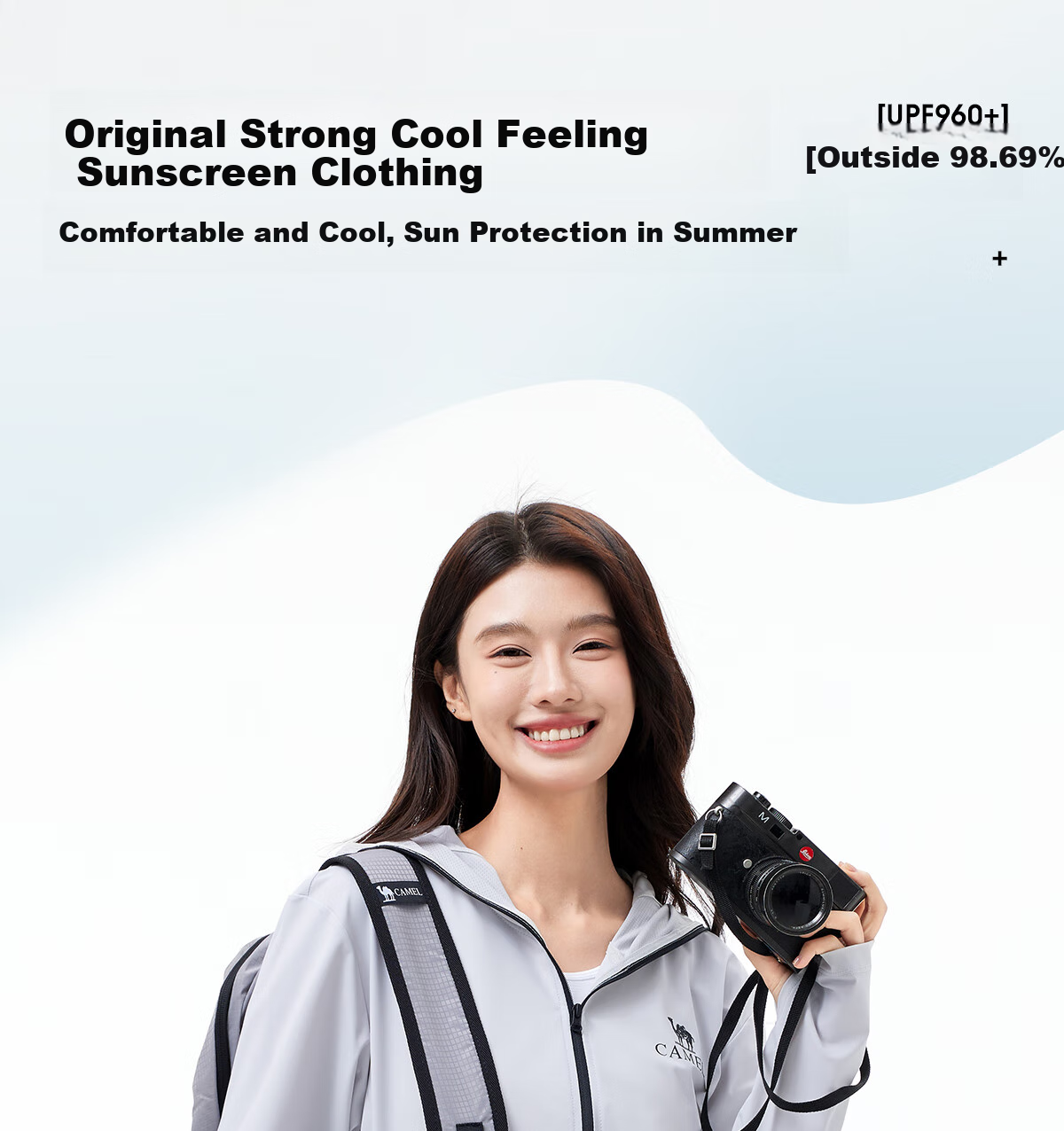 CAMEL Cool White Outdoor Sun Protection Jacket for Men And Women, Original Yarn Quick-Dry Sun Protection Coat A35BZ01134 1