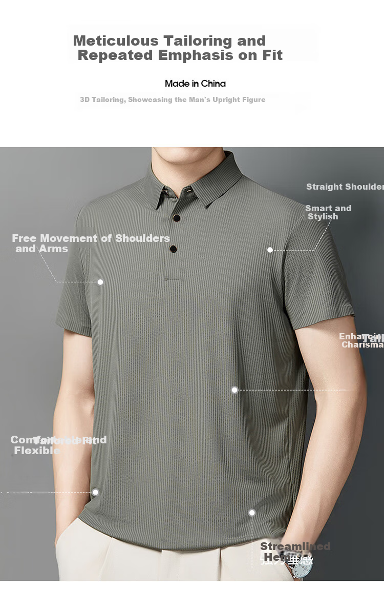 LangSha Polo Shirt for Men, Summer Quick-Dry Ice Silk Cool-Feeling T-Shirt, Loose-Fitting Business Versatile Collared Short-Sleeve, Father's Day Gift 2