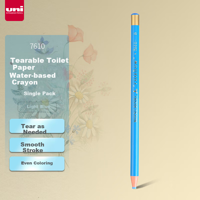 Uni Mitsubishi Water-Based Crayon 7610, Drawing And Coloring Tool, Light Blue, Single Pack, Art Supplies, Painting Brush, Graduation Gift