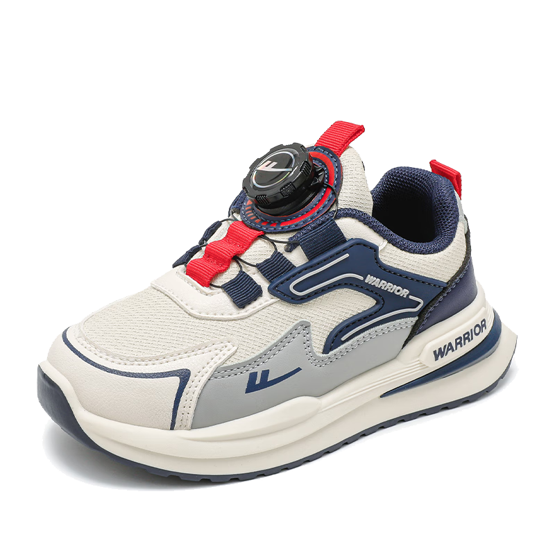 Warrior Boys' Spring and Autumn Sports Shoes Lightweight Running Shoes WZ(CL)-0875 Beige/Navy/Gray Size 31