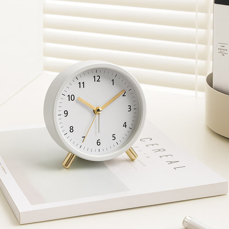 Mashi Alarm Clock, Luxurious Creative Design for Children And Students, Wake-Up Aid, Small Table Clock with Night Light, Simple Metal Quiet Desk Clock, Bedside Table Clock, Essential Gift