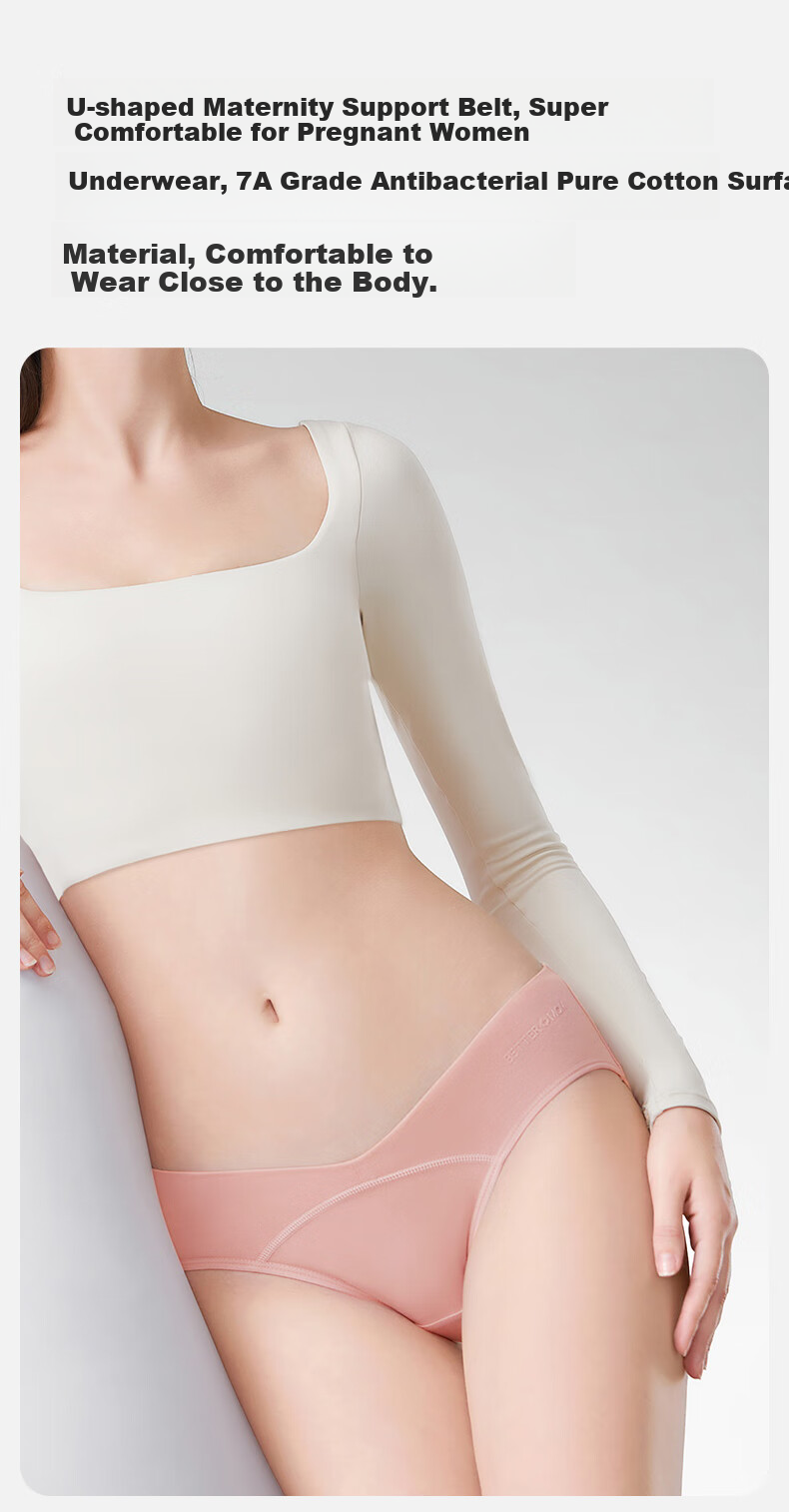 Shiyuejiejing Maternity Underwear for Women, Early And Late Pregnancy, Postpartum Use, Cotton Antibacterial Low-Rise Belly Support, 4-Pack, Size M 2