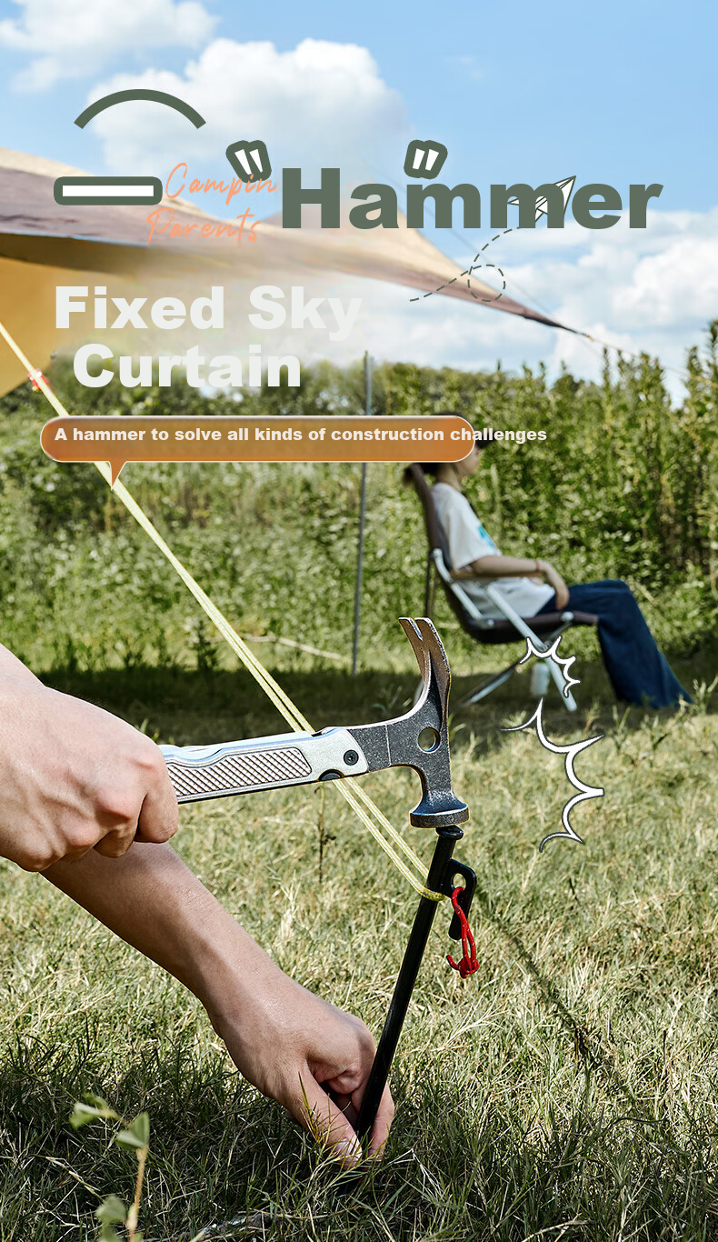 SHEFFIELD Swiss Technology Outdoor Camping Ground Stake Hammer Multi-Functional Hammer Tent Canopy Hammer Mallet Camping Ram's Horn Hammer 1