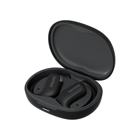PHILIPS New Bluetooth Headphones, Over-Ear Sports Earphones, Wireless Bluetooth Headset with Long Battery Life, Open-Style Noise Reduction Bone Conduction Headphones, Compatible with Apple And Huawei, TAT2739 Black