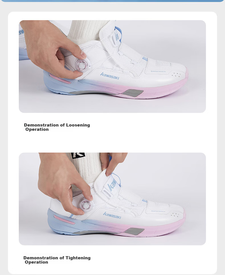 KAWASAKI Badminton Shoes, Wear-Resistant Button Laces, Men's And Women's Sports Shoes, Chuanyue 2.0 Mid, Beige/purple, Size 45 13