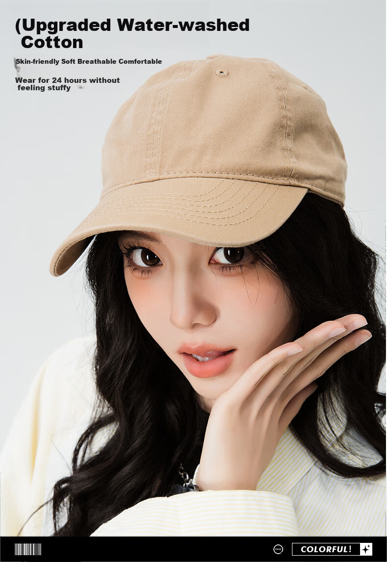 MMOPTOP Washable Solid Color Baseball Cap for Women, All-Season Soft Top Pure Cotton Sun Protection Visor Cap for Men, Sunshade Face-Slimming Cap 2