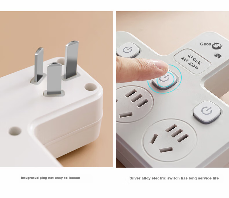 JS JISHUN Socket Extender, College Dormitory Power Strip Adapter, One-To Converter Plug, Multi-Outlet Power Strip 7