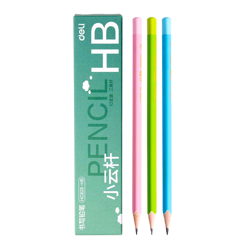 Deli 10-Pack HB Pencils Soft Touch Comfortable Grip Student Exam Sketch Drawing Writing Practice HC828-HB Back to School Stationery