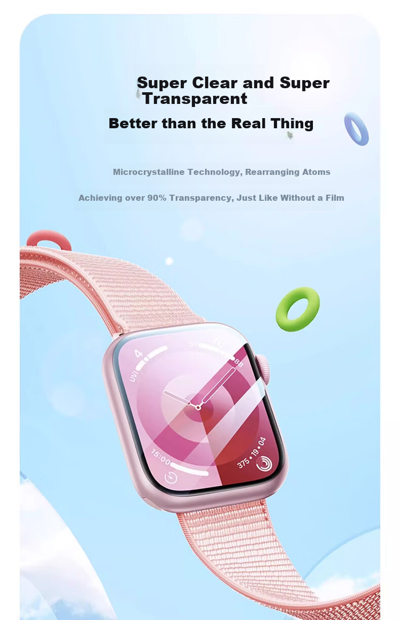 BASEUS [Edge Protection Compensation] Compatible with Apple Watch S12 Protective Film, S12 Watch Film, S11 Universal Apple Watch Protective Film, S10 Protective Film, Apple Watch Double Layer 8