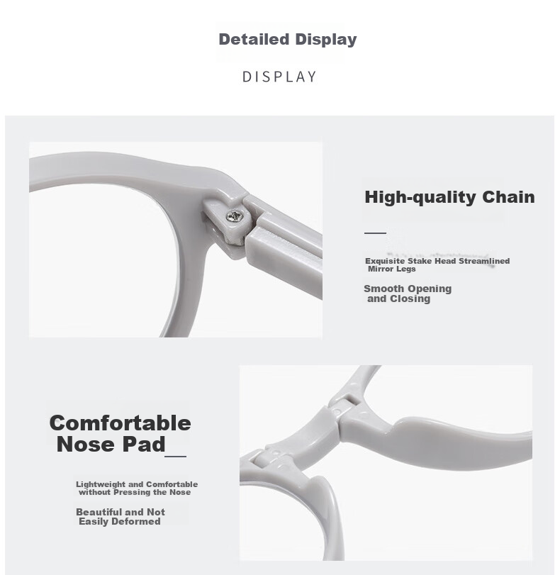 DRATRA High-Definition Anti-Blue Light Reading Glasses, Foldable And Portable, for Elderly, Ultra-Light, Fashionable, Simple Design, Comfortable on Face, Prescription Available 4