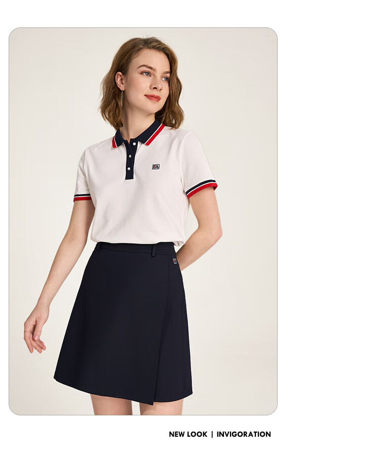 ELLE ACTIVE Casual Sports Short Sleeve Polo Shirt Women Commuter Versatile Color Block Slim Fit Collared Top White 2XL 13