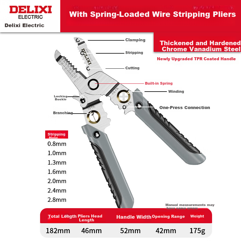 DELIXI Wire Stripping Pliers, Electrician's Specialized Wire Cutter, Multifunctional Stripping Pliers, Handheld Multi-Function Wire Separator And Crimping Tool