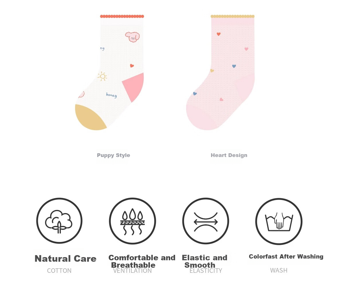 Banbi Children's Socks for Girls, Summer Mesh Thin Style, for Older Children, Spring And Autumn Mid-Calf Cotton Socks BB2514 Size 20-22 2