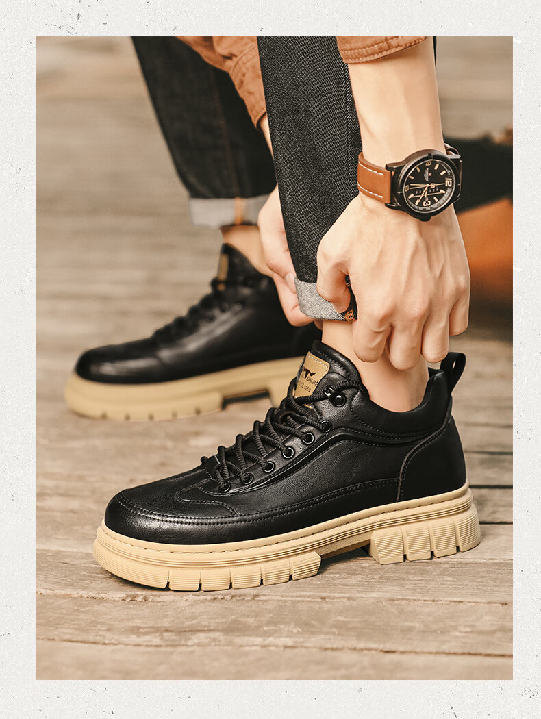 Bull Family Men's Boots Autumn Winter New Thick Sole High Top Work Boots Outdoor Wear-Resistant Vintage Martin Boots 11