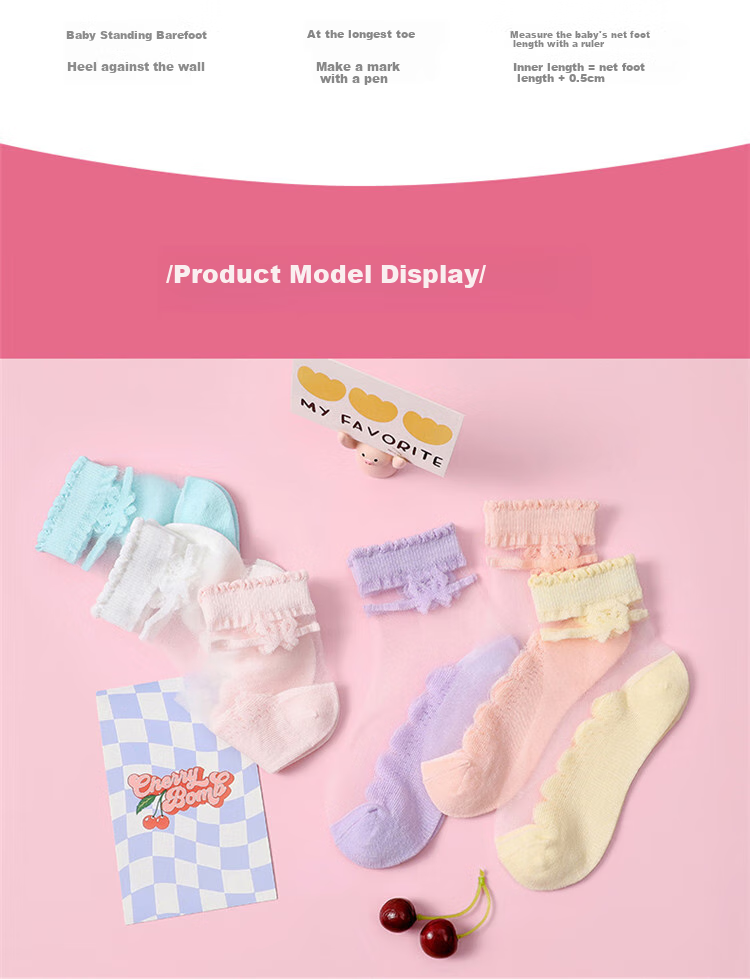LangSha Children's Socks, Girls' Summer Ultra-Thin Crystal Socks, Versatile Lace Short Socks for Girls And Toddlers 11