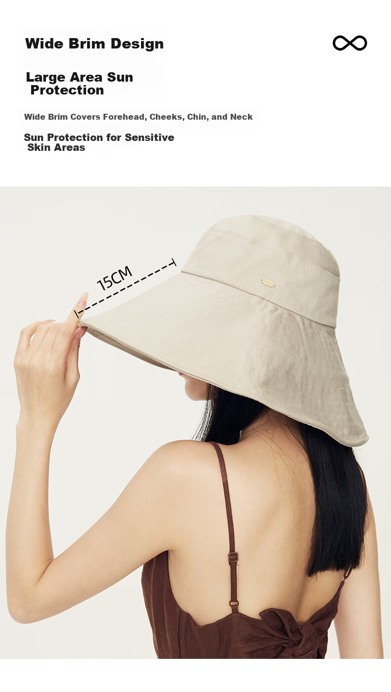 CACUSS Large Brim Sun Protection Hat for Women Summer UV Protection Sunshade Bucket Hat Outdoor Beach Sun Hat Beige Medium 5