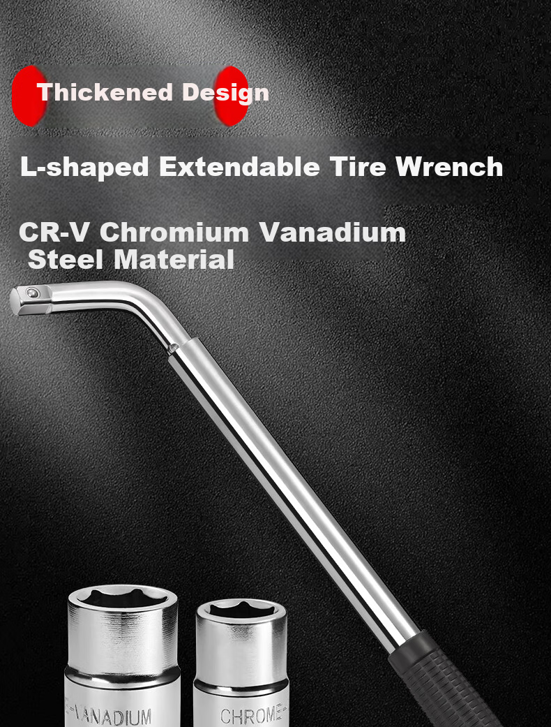 ZHENGQI L-Shaped Socket Wrench, Tire Changing Tool, Extendable 17/19/21/23, Car Repair, Extended And Labor-Saving 1
