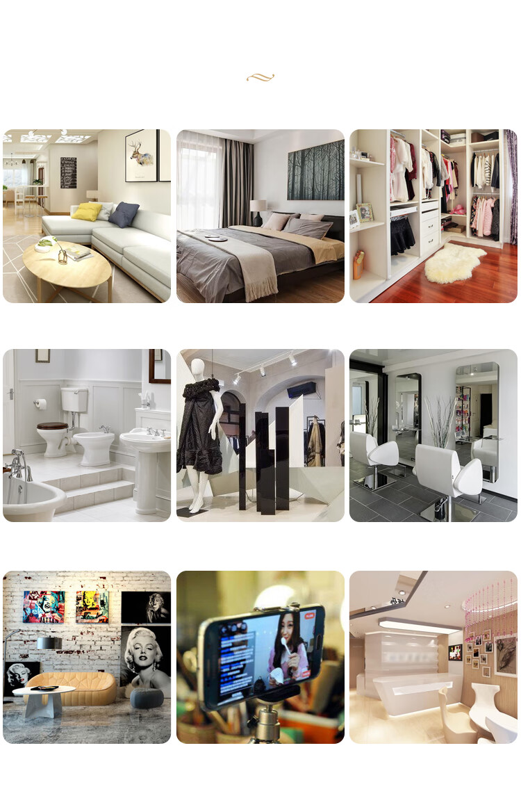 XINGKAI Full-Length Dressing Mirror Wall-Mounted Floor Mirror for Bedroom JY89 Gold 146*36cm 12