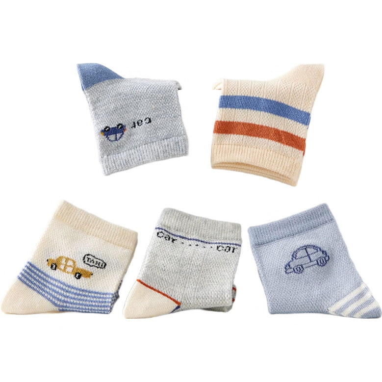 Yimian Boys' Summer Thin Mesh Socks, Xinjiang Cotton Mid-Calf Socks, for Children, Students, Teenagers, 8 Pairs