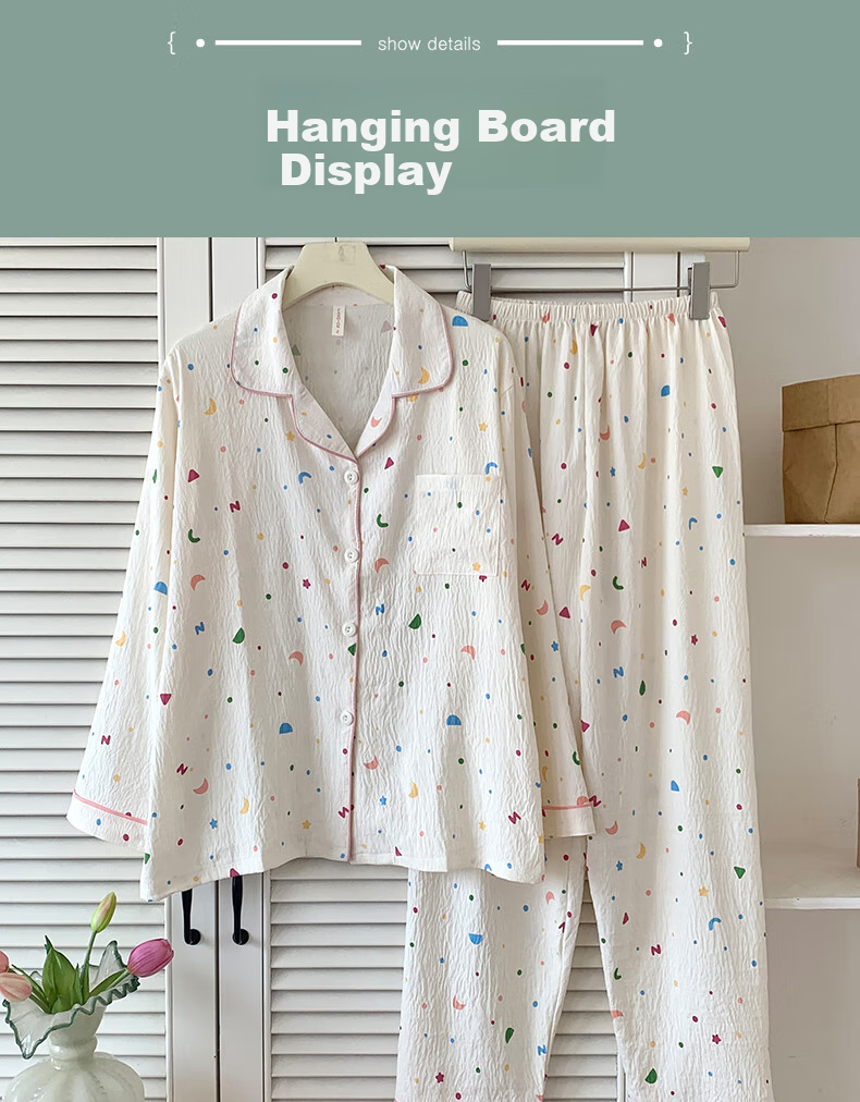 LangSha Women's Pajama Set, Spring And Autumn Cardigan Style, Korean Version Long Sleeve, Wearable Outside, Home Loungewear, Internet Celebrity Style, Sweet Outfit, New Product 10