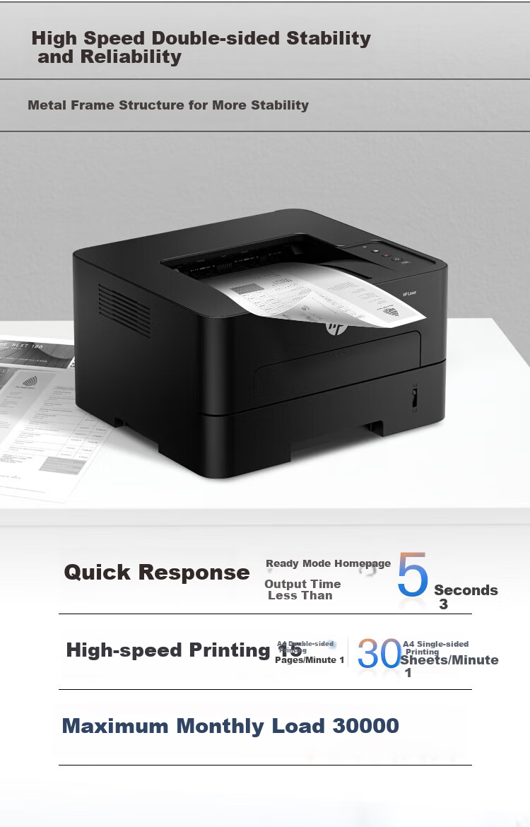HP 3004dn Jet Series A4 Black And White Laser Printer, 16K Automatic Duplex Printing, 33 Pages/minute High-Speed Printing, Wired Network Connection, Security Protectio 2