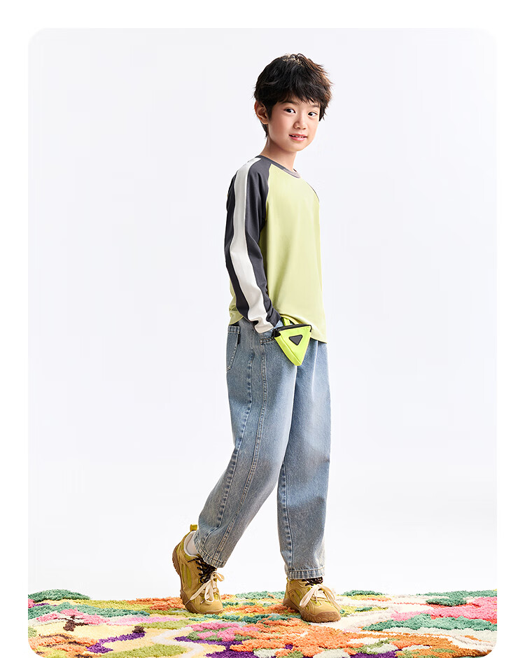 Annil Colorblock Raglan Sleeve Kids Boys Girls Crew Neck Long Sleeve T-Shirt 2025 Autumn New Basic Top 3