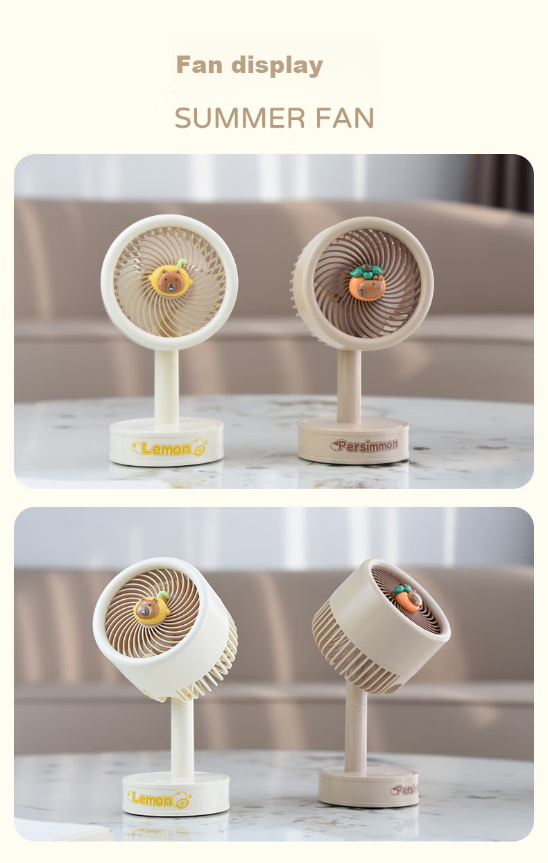 Ouliwen Small Fan for Desktop And Bed, USB Rechargeable, Low Noise, Three-Speed, with Base, Portable, High-Power Electric Fan, for Office And Dormitory, Beibao, Beige, 3C Digital Full Network Low Price 9