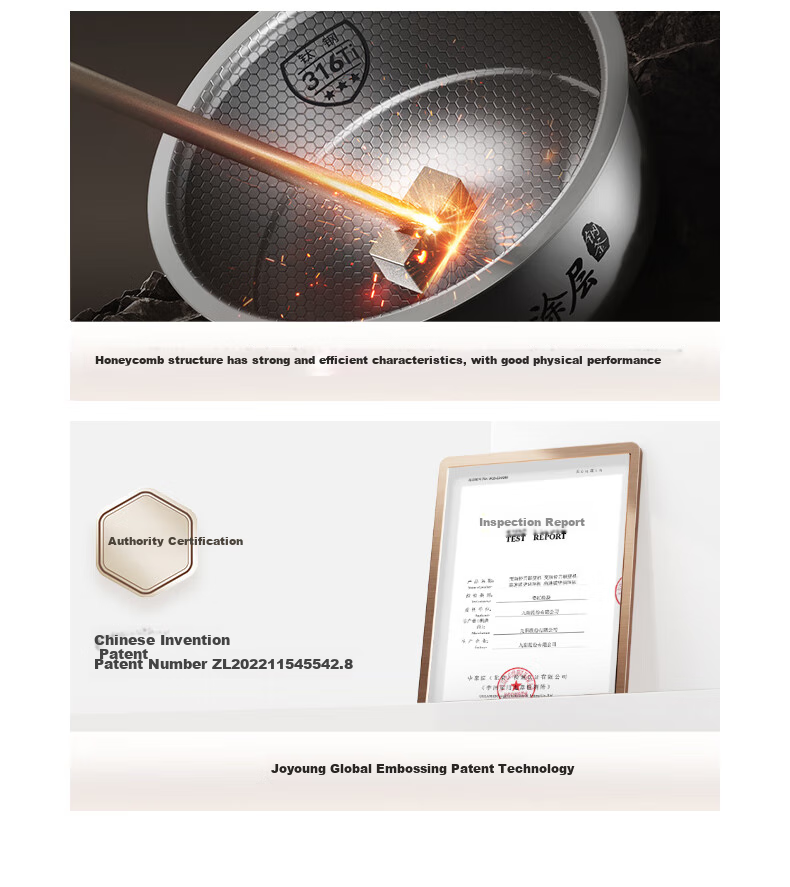 Joyoung [Full Honeycomb 0 Coating] 316L High-Purity Titanium Inner Pot, Low-Sugar IH Far-Infrared Heating Electric Rice Cooker, 4-Liter Capacity for 3-4 People, 8A Rice, Subsidy 40N1F 9
