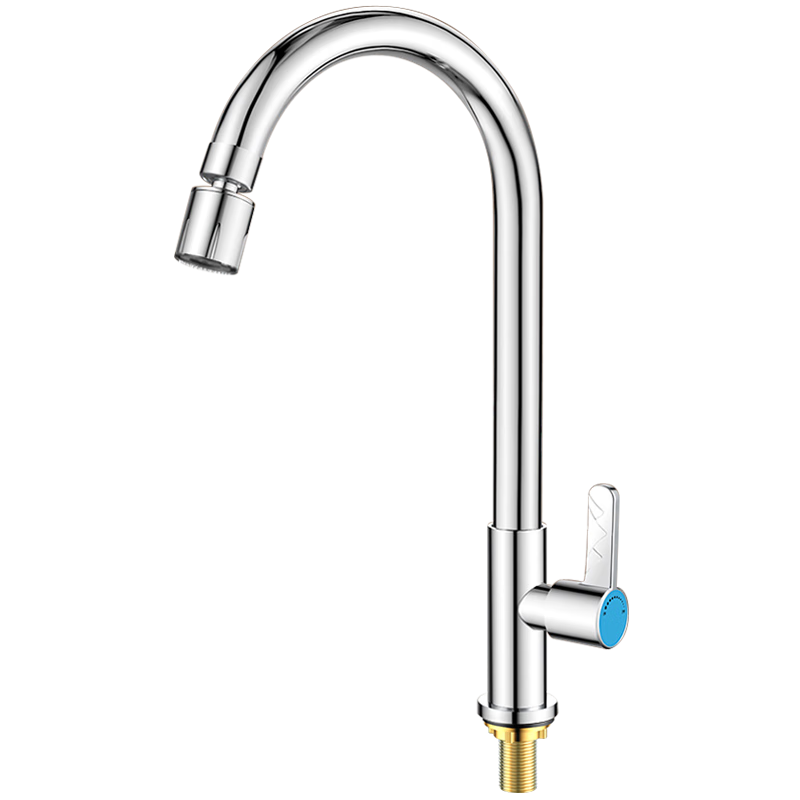 Xinfei Stainless Steel Kitchen Faucet, Single Cold Pressurized Anti-Splash Swivel Rotating Sink Faucet for Vegetable Washing Basi