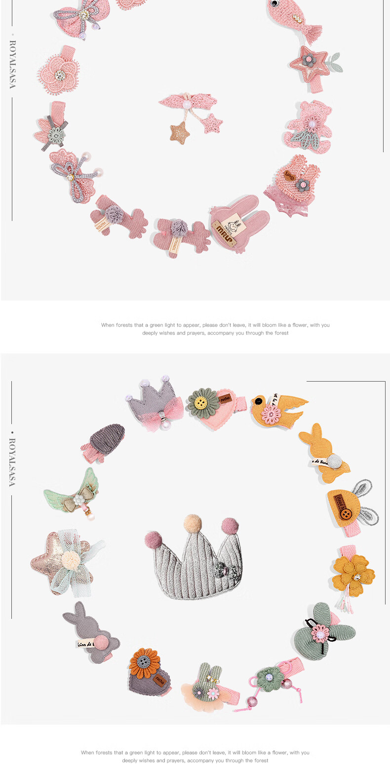 Royal Sasa Baby Hair Accessories, Princess Headwear, Girls' Hair Clips, 15-Piece Set, Children's Hairpins, Side Clips, Gift Box Set 6