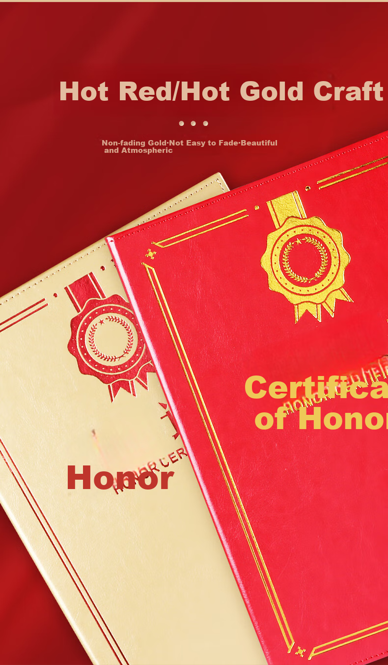 SHEN SHI A4 Leather High-Quality Certificate Cover for Diplomas, Honorary Certificates, Graduation Certificates, Training Certificates, with Inner Pages That Can Print Logo, Vertical Blue (Graduation Certificate) Inner Page 1 Sheet 7