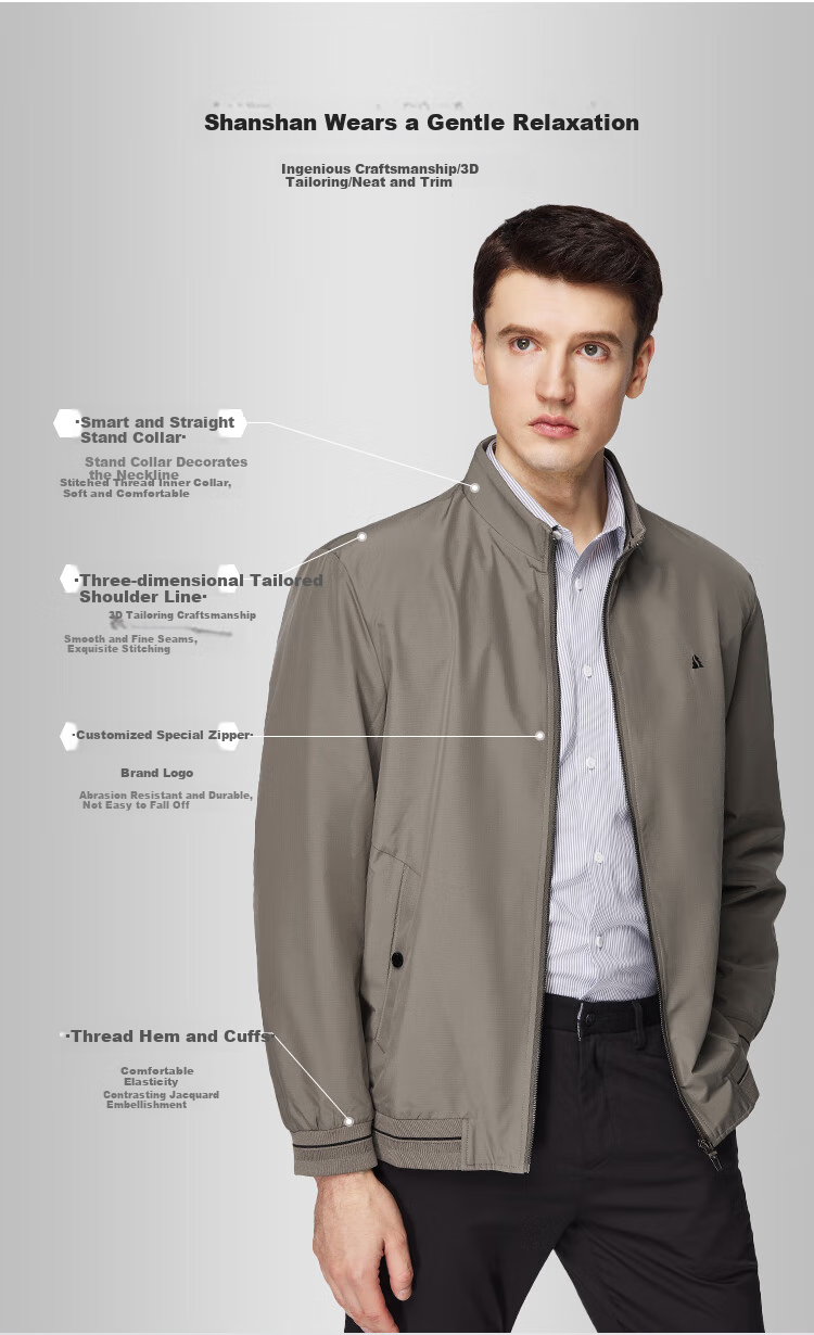 FIRS [Exquisite Embroidered Logo] Men's Jacket, Autumn Business Casual Light Luxury Coffee-Colored Stand-Up Collar Cardigan Menswear 2