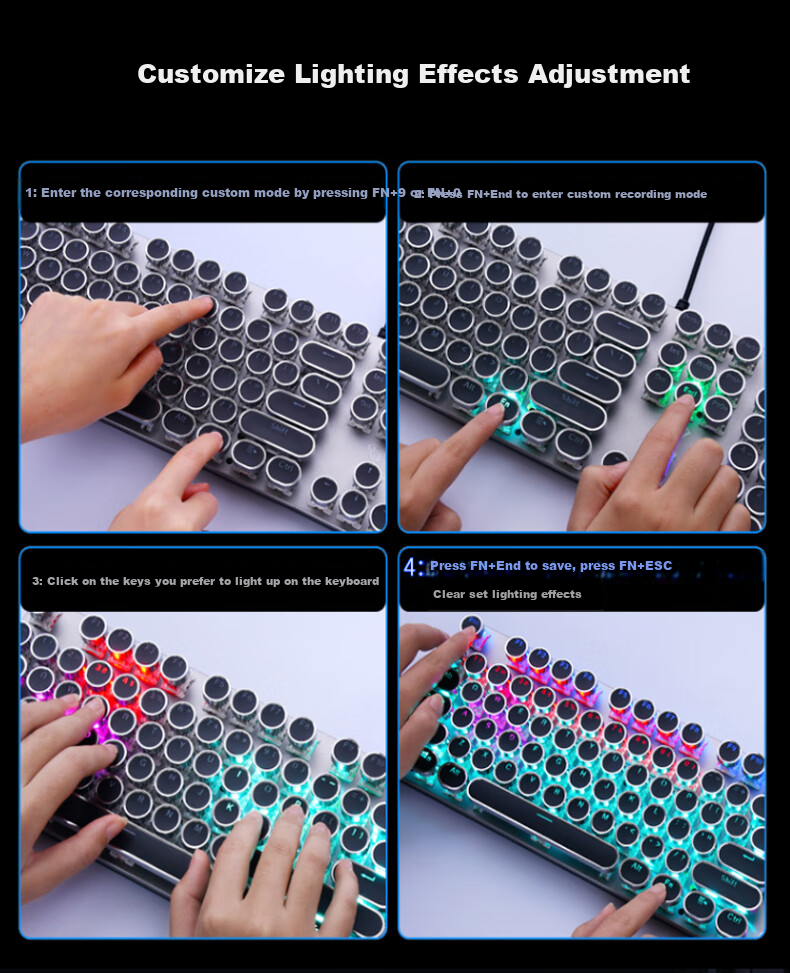 AULA S500 Mechanical Keyboard Wired Backlit Full-Size 104-Key Gaming E-Sports Computer Multimedia Office PUBG Full Anti-Ghosting Retro Three-Color Scheme Ice Blue Light Green Switches 8