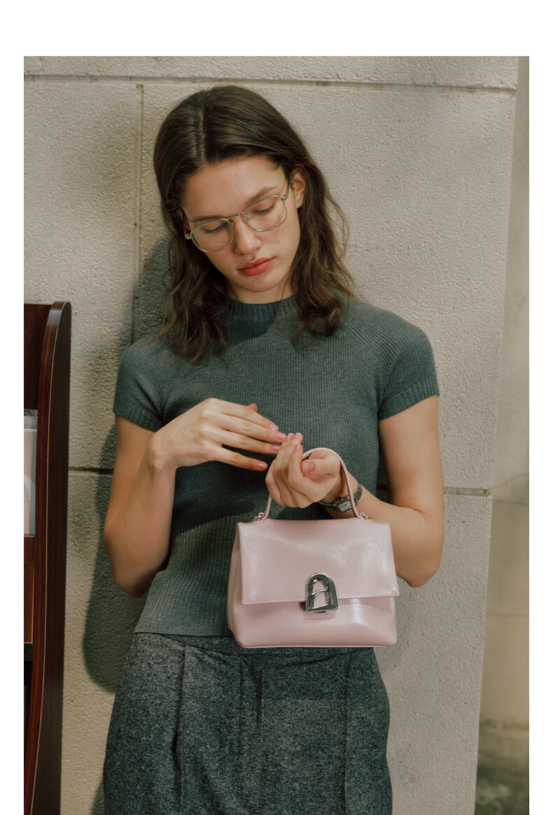 La Festin [He Hongshan's Style] Small Collapsible Handbag, Women's Shoulder Crossbody Kelly Bag, Birthday Gift for Girls 3