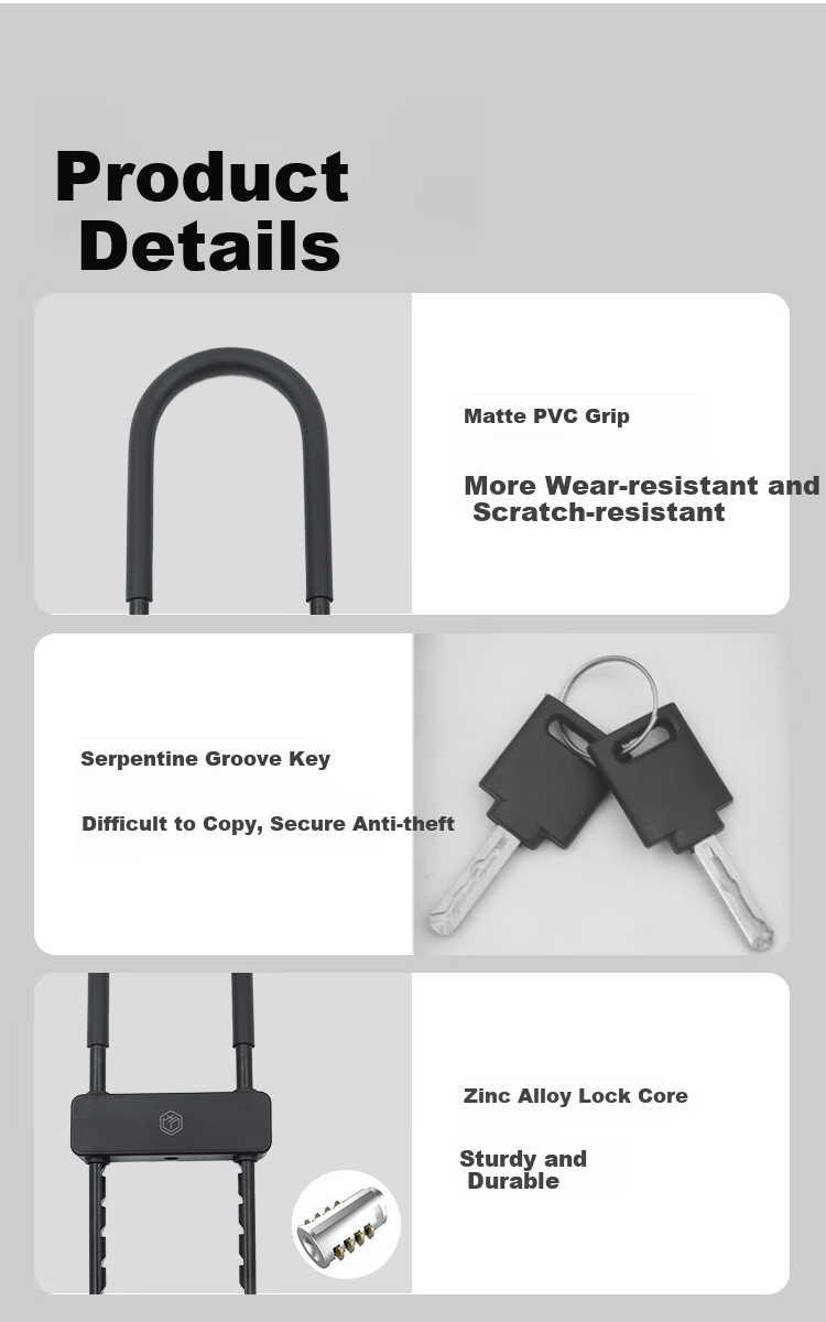 JD Original U-Shaped Lock for Glass Doors, Office And Shop Security Lock with Anti-Pry And Anti-Shear Double-Opening Design, Includes 2 Keys 8
