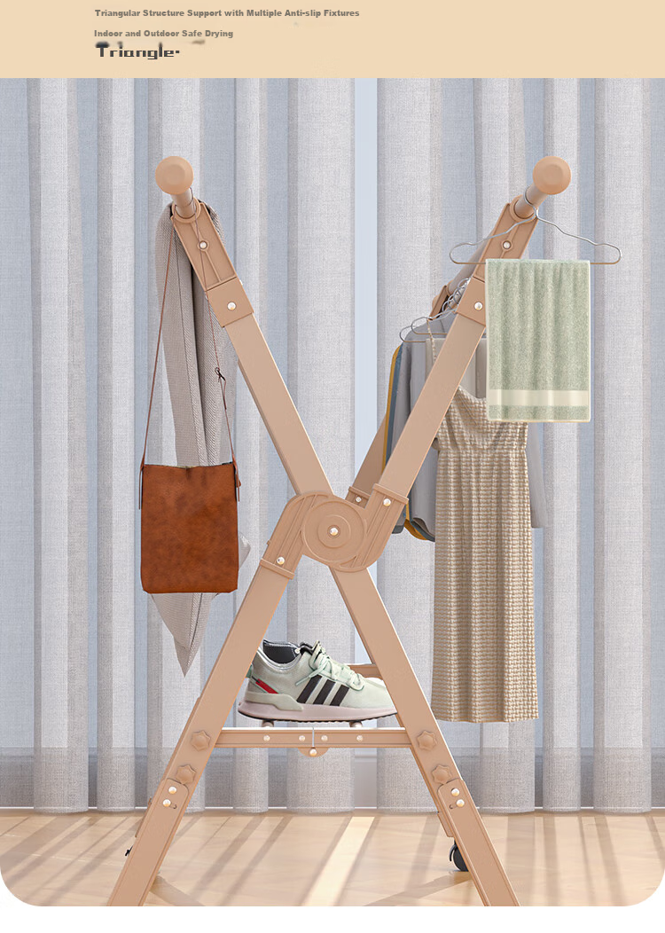 HKG Folding Aluminum Alloy Clothes Drying Rack, Extendable Indoor Balcony Household Clothes And Quilt Drying Stand 10