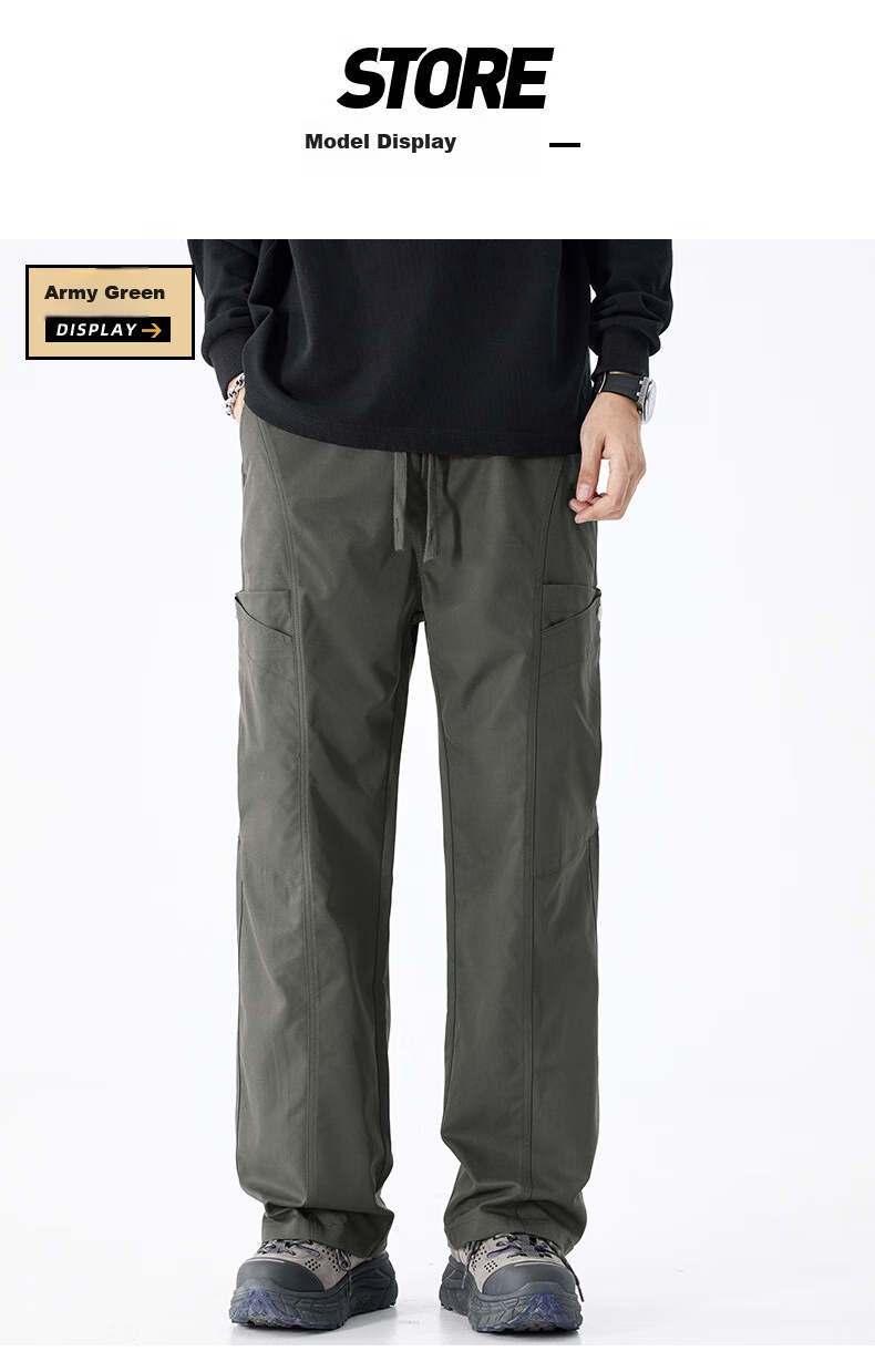 JEEP SPIRIT Men's Cargo Pants, Spring Straight-Leg Casual Trousers, Loose-Fitting Sweatpants, Versatile Comfortable Men's Pants, Black, 3XL 6