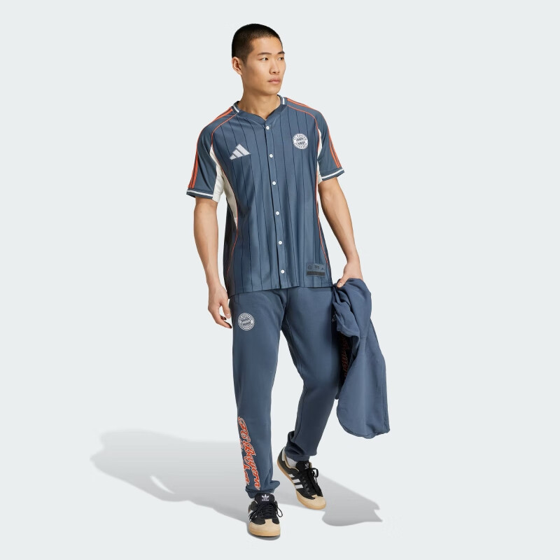Adidas Men's Football Series, FCB US SHIRT, Bayern Munich, Bavarian Away Short-Sleeve JM9435, Dark Gray, Size S 5