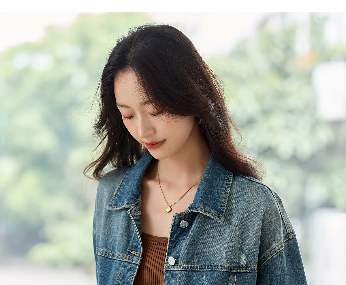 Pincai Women's Denim Jacket Trendy Retro Double Pocket Design Casual Versatile Top P53D006 35