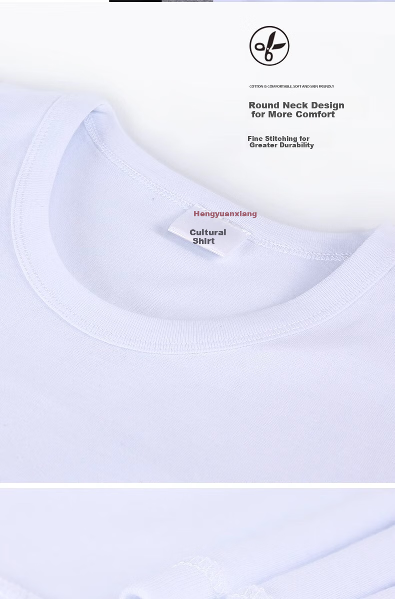 Hengyuanxiang Men's Short-Sleeve Pure Cotton Autumn Round Neck Casual Solid Color Large Size Undershirt Breathable T-Shirt White 10