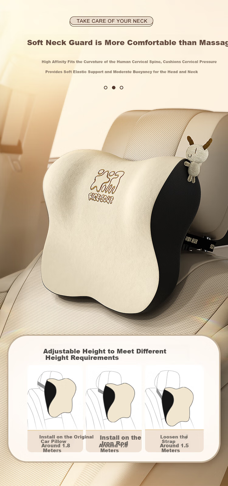 Rice Soup Car Headrest Lumbar Support Natural Latex Neck Pillow Cushion Backrest Car Pillow Lumbar Pad for BMW BYD And General Use 5