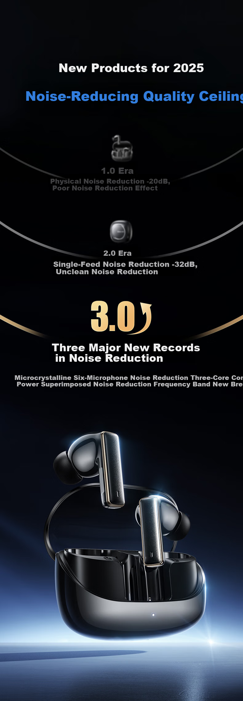 Jinyun (KINYO) [Up to -60dB Top Noise Cancellation | Latest 2026 Model] Deep Active Noise Cancelling Earphones, Bluetooth Headphones, In-Ear Ultra-Long Battery Life, Gentle on Ears, Top Ten in Rankings 3