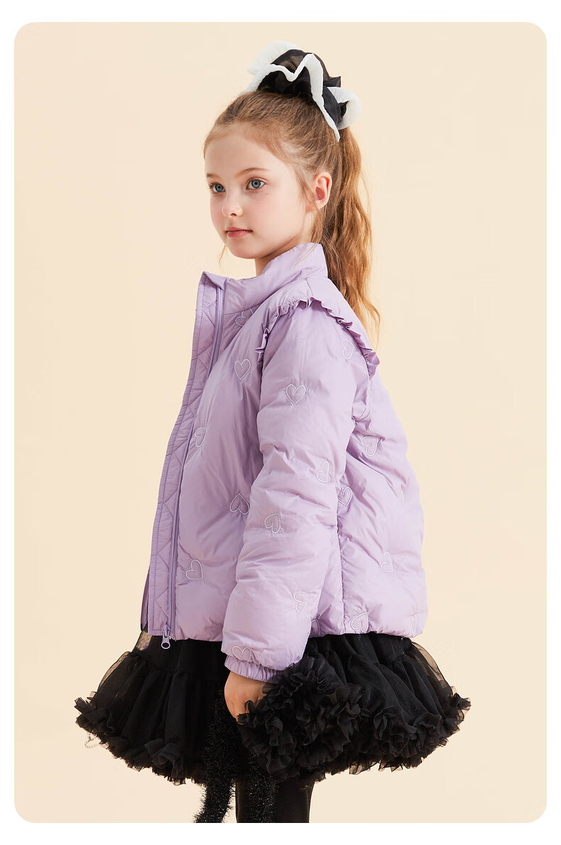 Follow Me Girls Lightweight Down Jacket Winter Children's White Duck Down Short Stylish Warm Coat Black 120cm 16