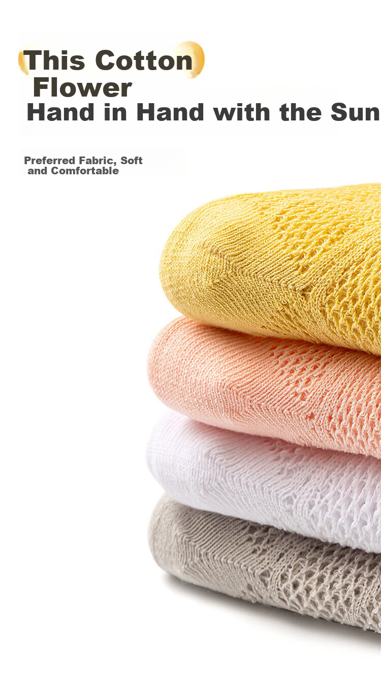 Aibaoshi Baby Socks, Summer Thin Style, Newborn Low-Cut Mesh Cotton Socks, 4 Pairs, M Size (1-3 Years Old), B2099 3