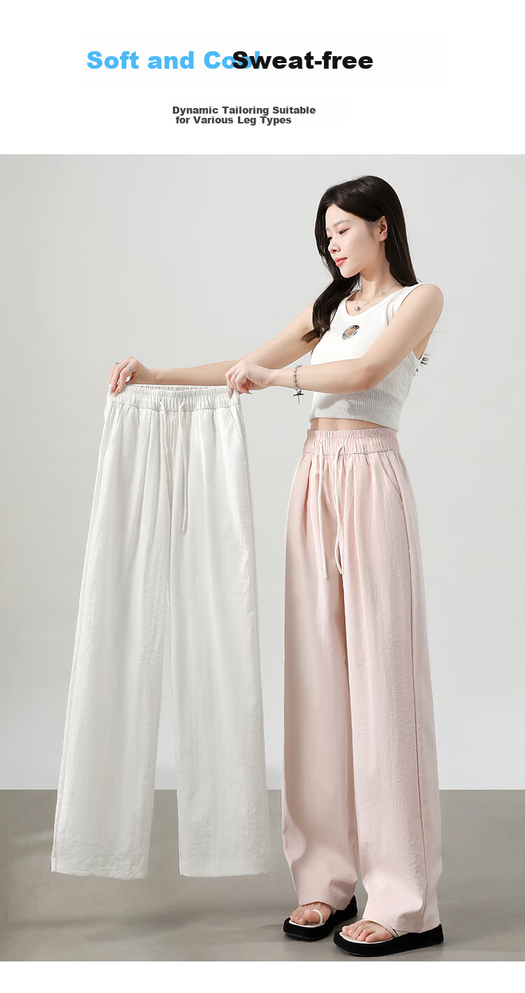 XUEXIMAN Cool Wide-Leg Pants for Women, Summer Lightweight 2026 New High-Waist Draping Loose Quick-Dry Lazy-Feel Mafu Yamamoto Pants 5