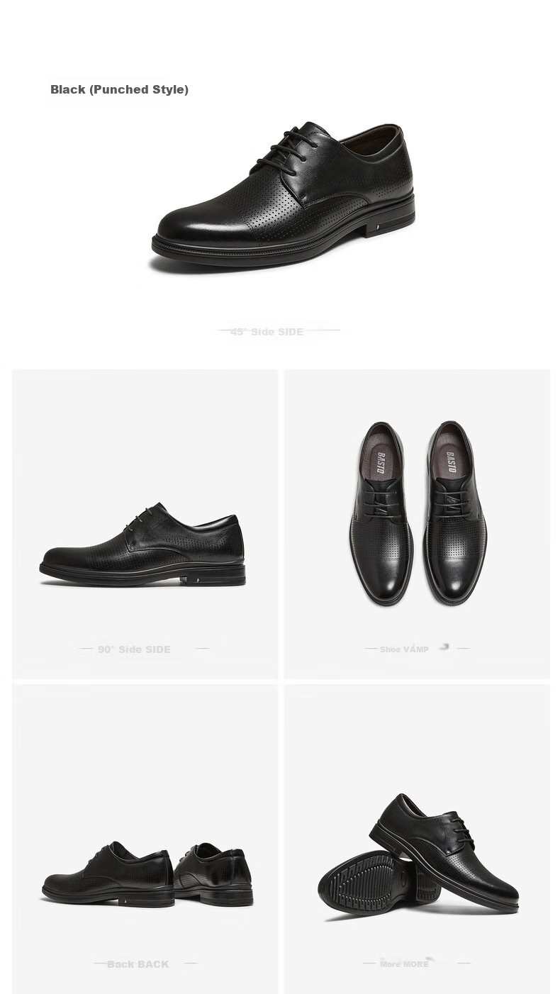 Bata Commuter Business Leather Shoes Comfortable Cowhide Men's Dress Shoes Wedding Shoes 25002AM5 Black (Perforated) Size 38 28